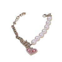 2022 New Cute Metal Pearl Chain  Heart Pendant Bracelet Female main image 3