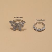 Fashion Vintage Hollow Out Butterfly Geometric Rhinestone Inlaid Ring Suit main image 3