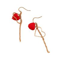 2022 New Fashion Elegant Red Heart Long Tassel Alloy Earrings main image 4
