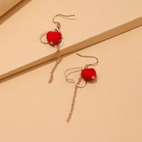 2022 New Fashion Elegant Red Heart Long Tassel Alloy Earrings main image 3