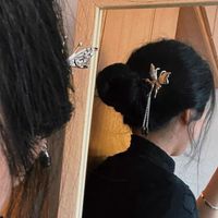 Butterfly Shaped Metal Tassels Gem Pendant Hair Clasp main image 4