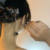 Butterfly Shaped Metal Tassels Gem Pendant Hair Clasp sku image 2