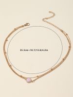 Fashion Simple Bead Opal Crystal Stone Pendant Double Layer Clavicle Chain Necklace main image 4