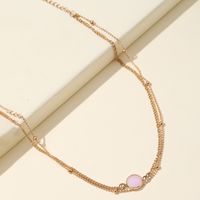 Fashion Simple Bead Opal Crystal Stone Pendant Double Layer Clavicle Chain Necklace main image 1