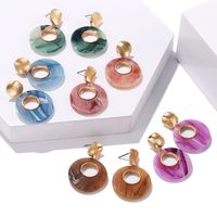 Fashion Elegant Big Colorful Oval Acetate Pendant Alloy Earrings main image 1