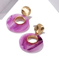 Fashion Elegant Big Colorful Oval Acetate Pendant Alloy Earrings sku image 4