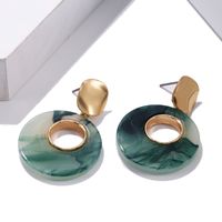 Fashion Elegant Big Colorful Oval Acetate Pendant Alloy Earrings sku image 1