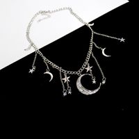 Diamond-embedded Fantasy Star Moon Tassel Mori Fairy Style Necklace sku image 2