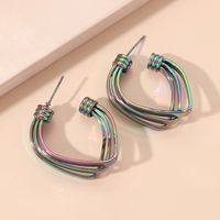 French Style Retro Minority Creative Design Exaggerated Earrings 2021 Fashionable New Simple Temperament Multi-layer Geometric Earrings sku image 2