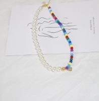 Rainbow Beaded Smiley Love Bear Pendant Pearl Stitching Necklace sku image 2