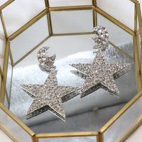 Exaggerated Rhinestone Five-pointed Star Large Star Moon Personality Earring main image 4