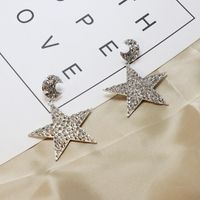 Exaggerated Rhinestone Five-pointed Star Large Star Moon Personality Earring main image 5