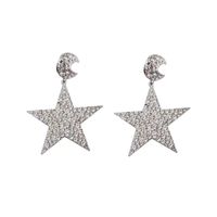 Exaggerated Rhinestone Five-pointed Star Large Star Moon Personality Earring main image 3