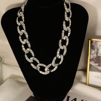 Thick Chain Rhinestone-studded Hollow Short Necklace sku image 1