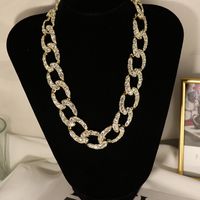 Thick Chain Rhinestone-studded Hollow Short Necklace sku image 2
