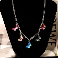 Rhinestone/colorful Spotted Butterfly Decor Necklace sku image 2