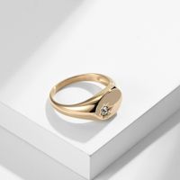 Mode Einfach Glänzend Diamant Frauen Gold Überzogene Titan Stahl Ring main image 5