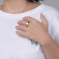 Fashion Simple Glossy Diamond Women's Gold Plated Titanium Steel Ring main image 4
