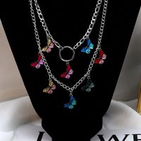 Rhinestone/colorful Spotted Butterfly Decor Necklace main image 3