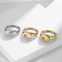 Fashion Simple Glossy Diamond Women's Gold Plated Titanium Steel Ring main image 6