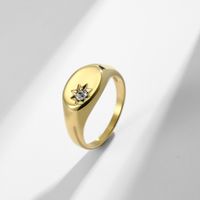 Mode Einfach Glänzend Diamant Frauen Gold Überzogene Titan Stahl Ring main image 3
