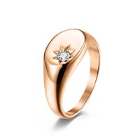 Fashion Simple Glossy Diamond Women's Gold Plated Titanium Steel Ring sku image 10