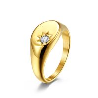 Fashion Simple Glossy Diamond Women's Gold Plated Titanium Steel Ring main image 2