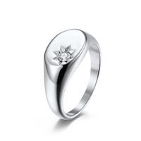 Fashion Simple Glossy Diamond Women's Gold Plated Titanium Steel Ring sku image 4