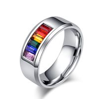 E-commerce Titanium Steel Gay Lala Ring Rainbow Flag Gay Ring Couples Bracelet Factory Direct Sales sku image 3