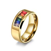 E-commerce Titanium Steel Gay Lala Ring Rainbow Flag Gay Ring Couples Bracelet Factory Direct Sales sku image 11