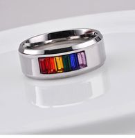 E-commerce Titanium Steel Gay Lala Ring Rainbow Flag Gay Ring Couples Bracelet Factory Direct Sales main image 5
