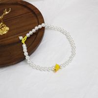 Personality Small Yellow Duck Ladybug Contrast Color Beaded Pearl Necklace sku image 5
