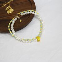 Personality Small Yellow Duck Ladybug Contrast Color Beaded Pearl Necklace sku image 6