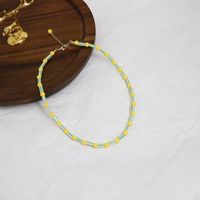 Personality Small Yellow Duck Ladybug Contrast Color Beaded Pearl Necklace sku image 1
