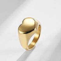 Fashion Heart Shape Plated 18k Gold Glossy Simple Men And Women Stainless Steel Ring main image 4
