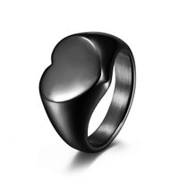 Fashion Heart Shape Plated 18k Gold Glossy Simple Men And Women Stainless Steel Ring sku image 2