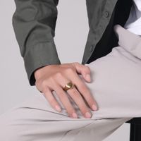 Mode Herz Form Überzogene 18k Gold Glossy Einfache Männer Und Frauen Edelstahl Ring main image 2