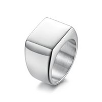 Fashion Simple Glossy Men Distressed Antique Silver Stainless Steel Thumb Ring sku image 1