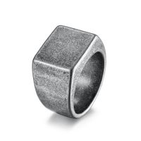 Fashion Simple Glossy Men Distressed Antique Silver Stainless Steel Thumb Ring sku image 23