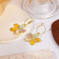 Fashion Simple Crystal Flowers Earrings Retro Beaded Three-dimensional Ear Clip main image 2