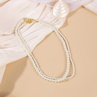 Fashion Retro Freshwater Pearl Double Layer Simple Necklace main image 4