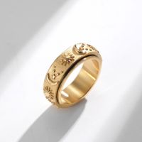 Fashion Sun Moon And Star Titanium Steel Rotatable Bohemian Ring main image 3