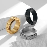 Fashion Sun Moon And Star Titanium Steel Rotatable Bohemian Ring main image 5