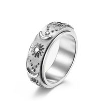 Fashion Sun Moon And Star Titanium Steel Rotatable Bohemian Ring sku image 5