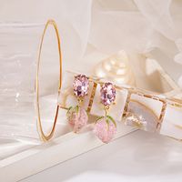 Fashion Simple Diamond Amethyst Resin Strawberry Alloy Stud Earrings main image 5