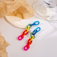 Fashion Simple Rainbow Chain Earrings Color Matching Tassel Earrings main image 5
