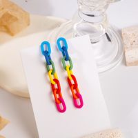 Fashion Simple Rainbow Chain Earrings Color Matching Tassel Earrings main image 1