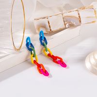 Fashion Simple Rainbow Chain Earrings Color Matching Tassel Earrings main image 3