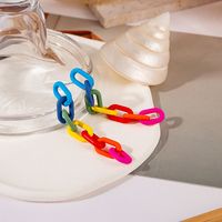 Fashion Simple Rainbow Chain Earrings Color Matching Tassel Earrings main image 2