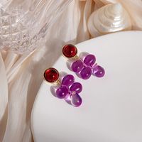 Fashion Retro Green Purple Crystal Grape Simple Alloy Earrings main image 2